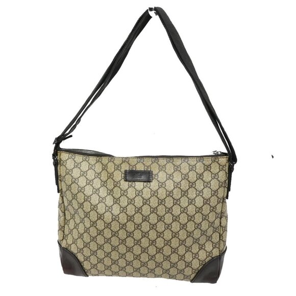 GUCCI GG Pattern Shoulder Bag GG Supreme Leather Brown SHW 04KB623 - Picture 1 of 16
